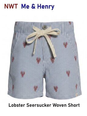Me & Henry CREW Lobster Seersucker Woven Shorts size 5/6Y